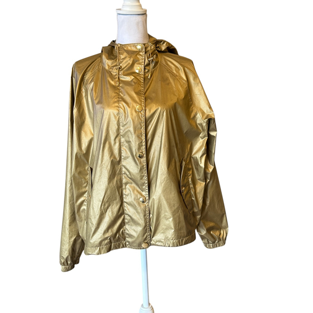 Vintage Women's Lauren Ralph Lauren Windbreaker Jacket Hood XL Gold Metallic - Picture 8 of 16